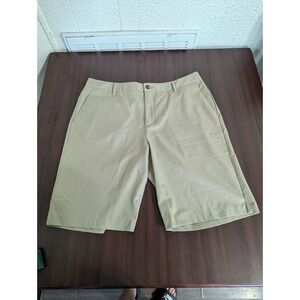 Adidas Golf Tan Beige Shorts Mens Climalite Performance Stretch Flat Front 36